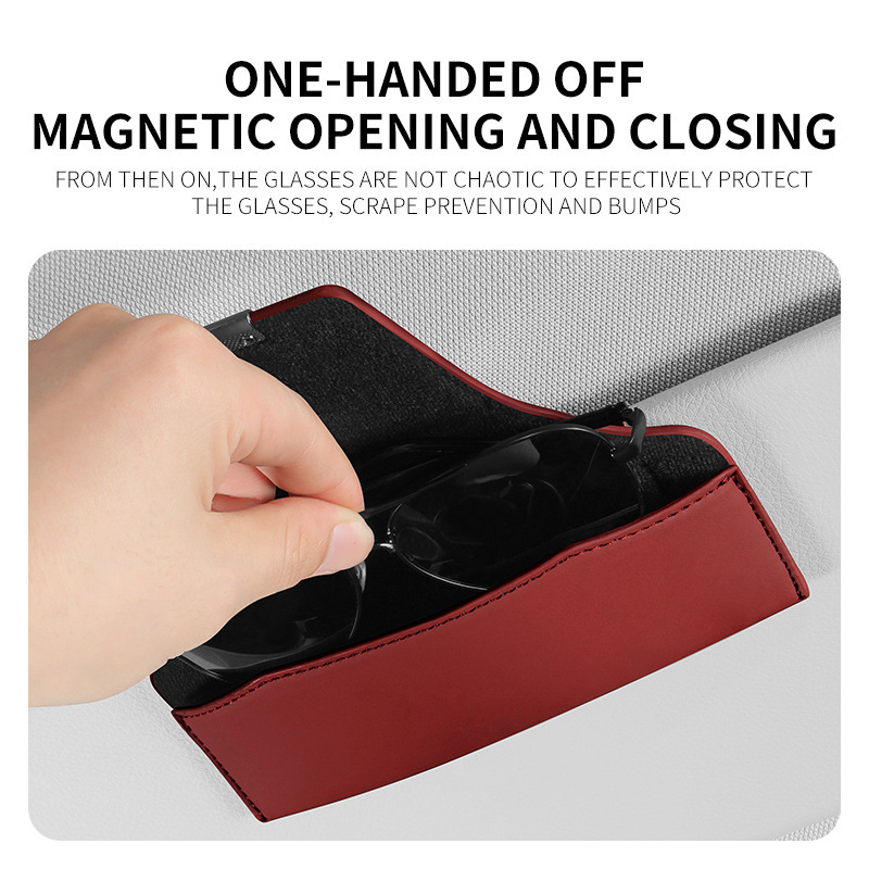 Magnetic Car Sunglasses Clip, Portable Sun Visor Storage Box for Glasses & Cards, Wholesale & Custom