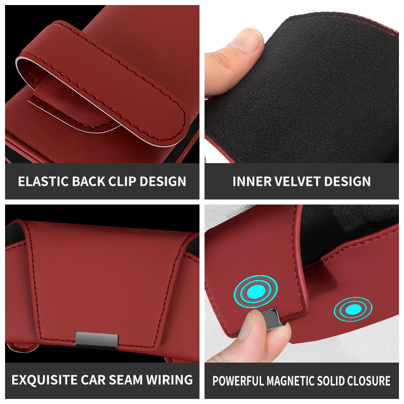 Magnetic Car Sunglasses Clip, Portable Sun Visor Storage Box for Glasses & Cards, Wholesale & Custom