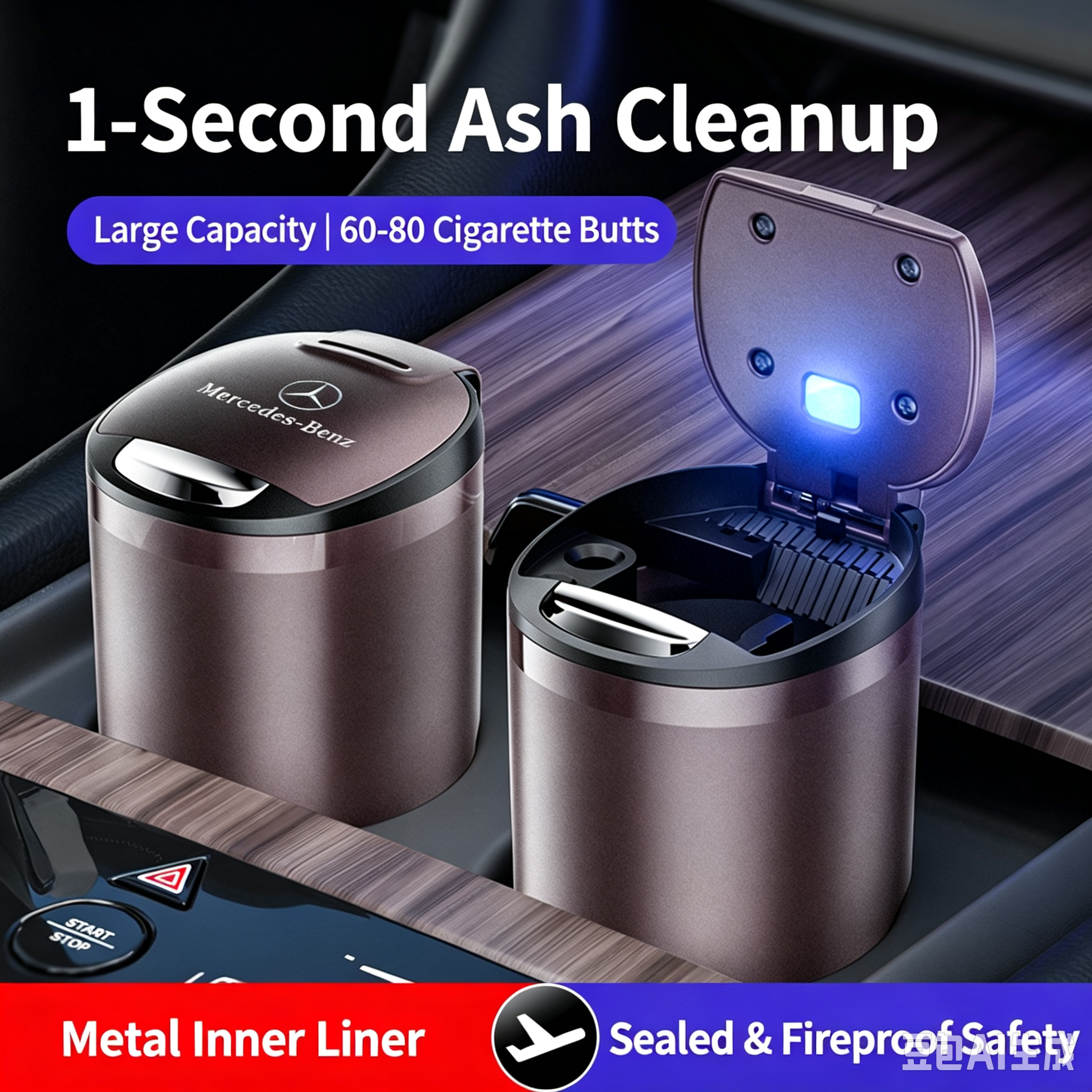 Premium Metal Car Ashtray with Lid, Ash Leak-proof Portable Car Interior Ornament, Car Accessories for Men & Women, Wholesale & Custom
