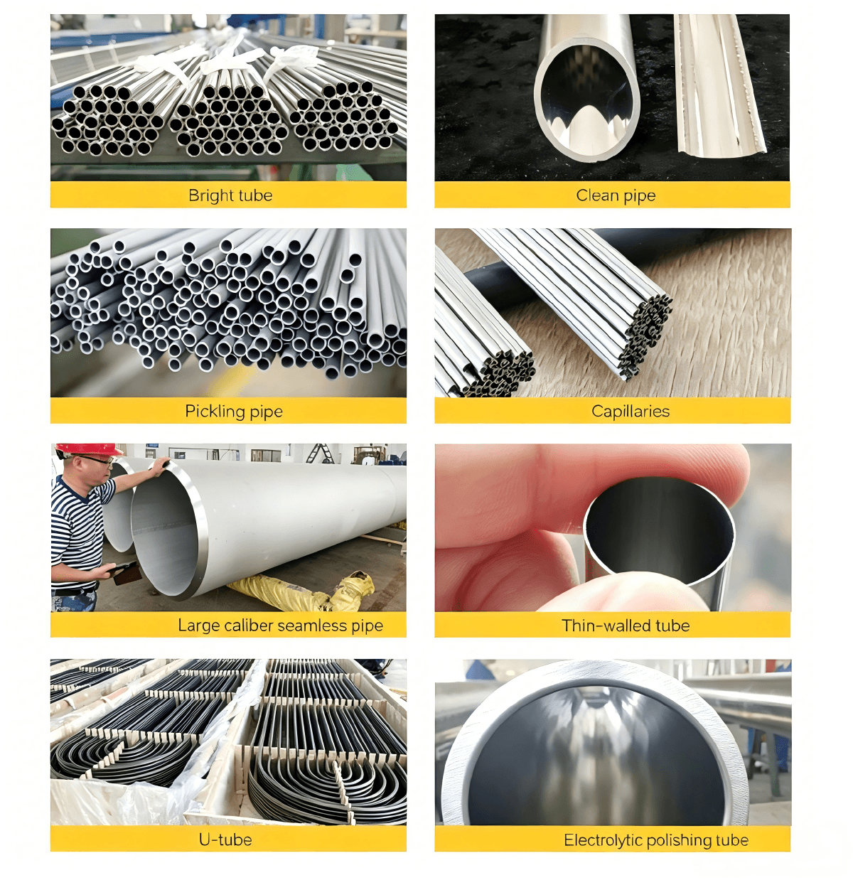 stainless steel pipe product display