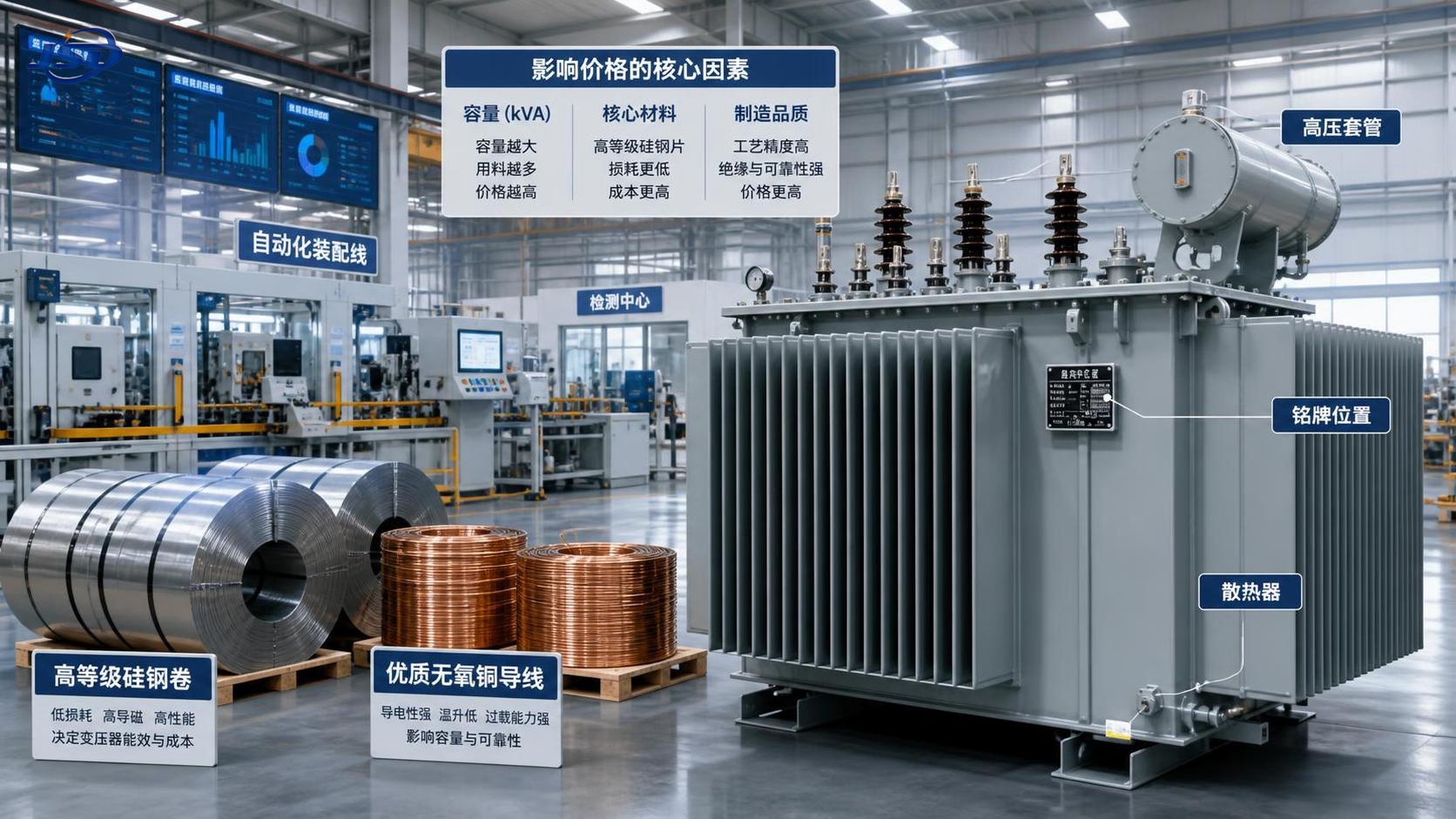 What determines the price of a distribution power transformer?