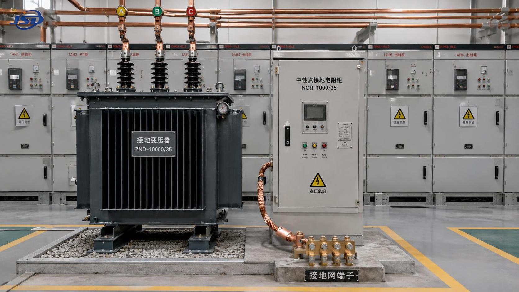 How a substation grounding transformer limits earth-fault overvoltage