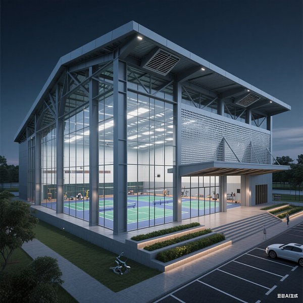 Large - Span Steel Truss Gymnasium with Lightweight Roof for Tennis or Basketball