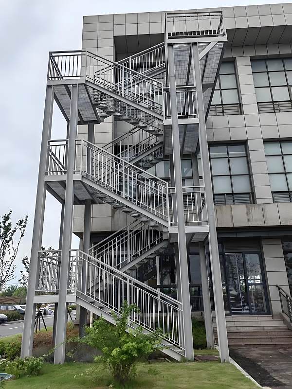 Steel structure stairs, floor decking