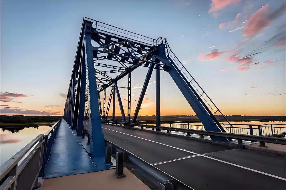 Modern Steel Truss Bridge Infrastructure Project 