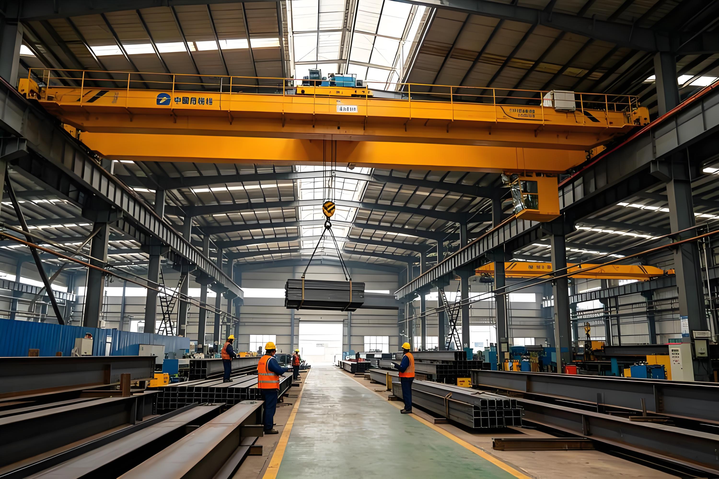 Prefabricated Steel Warehouse with Crane System Industrial Lifting Ready