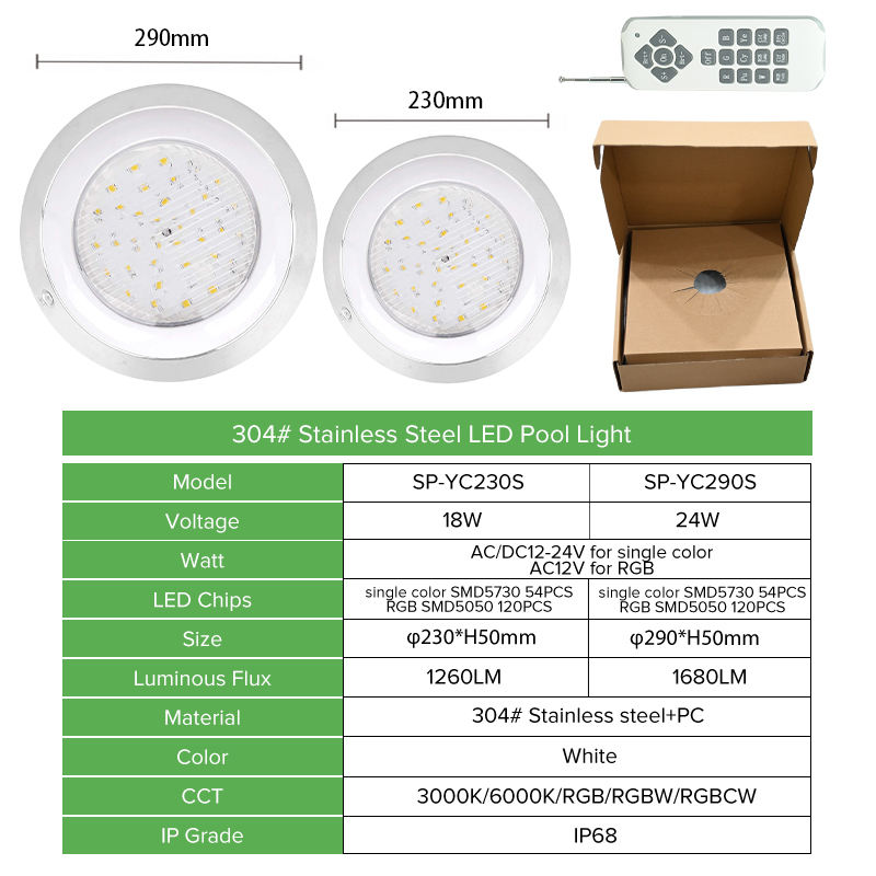 LED lamp IP68 protection PC lamp body AC DC12-24V 3000-6000K color temperature landscape pool lighting