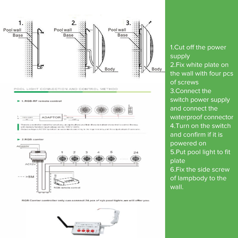 LED lamp IP68 protection PC lamp body AC DC12-24V 3000-6000K color temperature landscape pool lighting