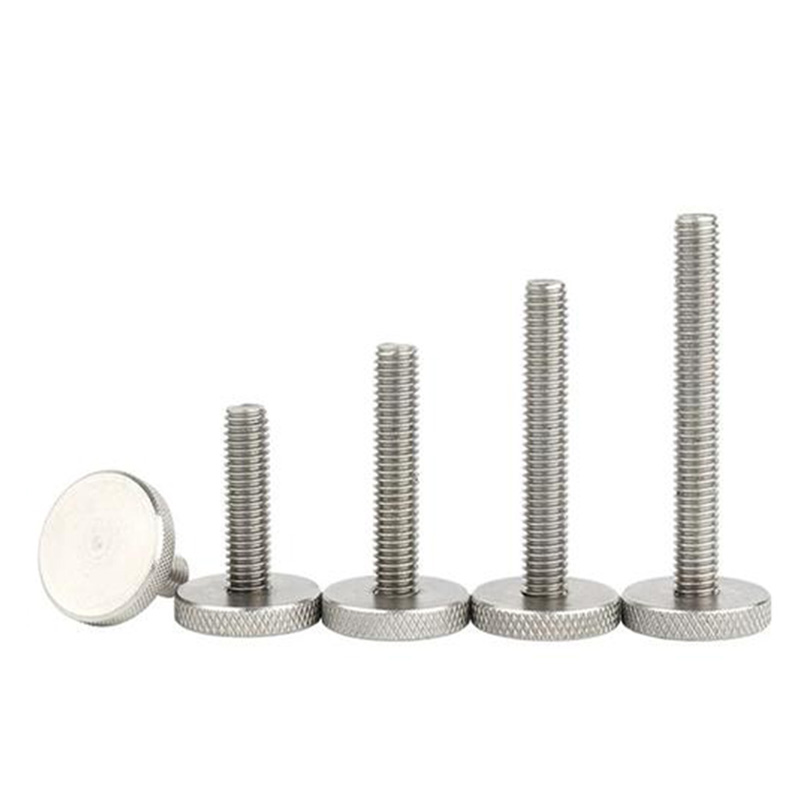 Hand-tightened bolt knurled flat head