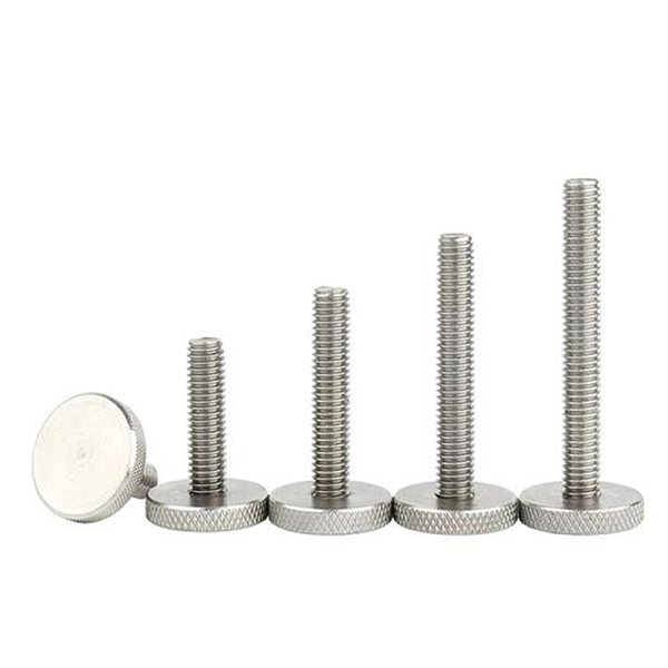 Hand-tightened bolt knurled flat head