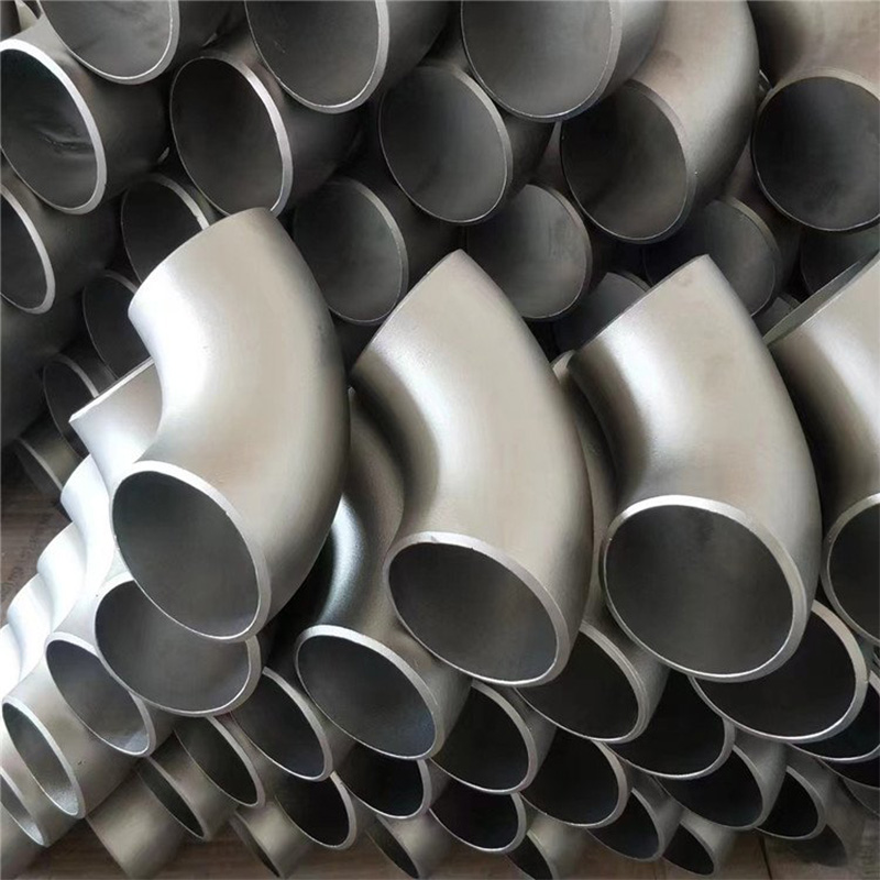 Stainless steel 90° long radius butt welded elbow
