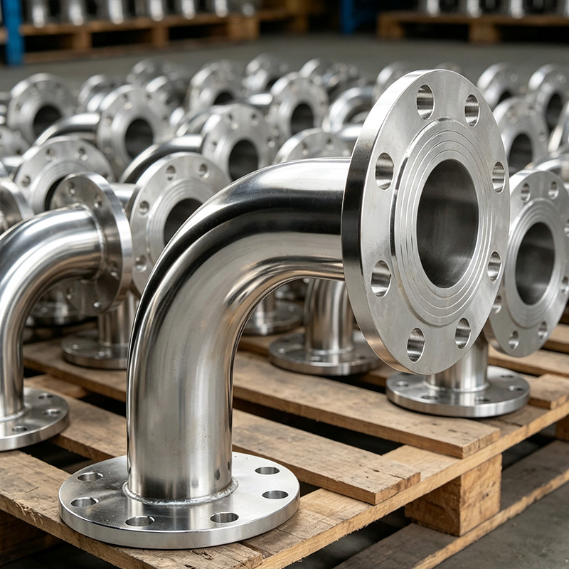 Stainless steel 90° elbow flange