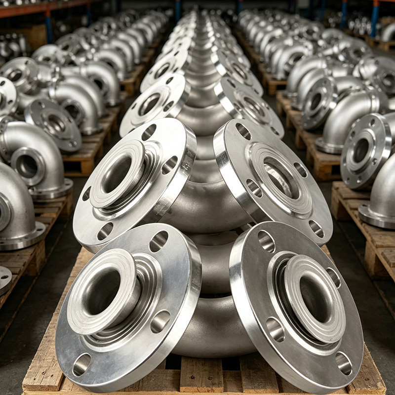 Stainless steel 90° elbow flange
