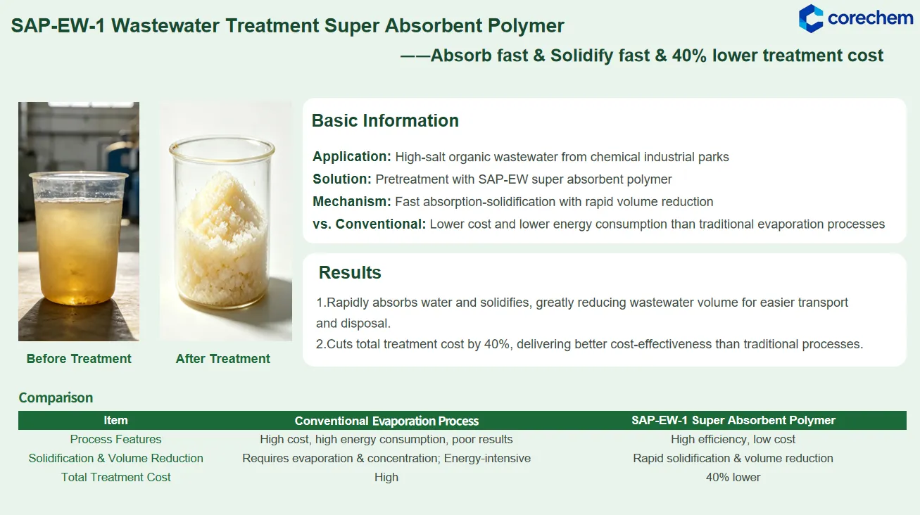 SAP-EW-1 Wastewater Treatment Super Absorbent Polymer -Absorb fast & Solidify fast & 40% lower treatment cost