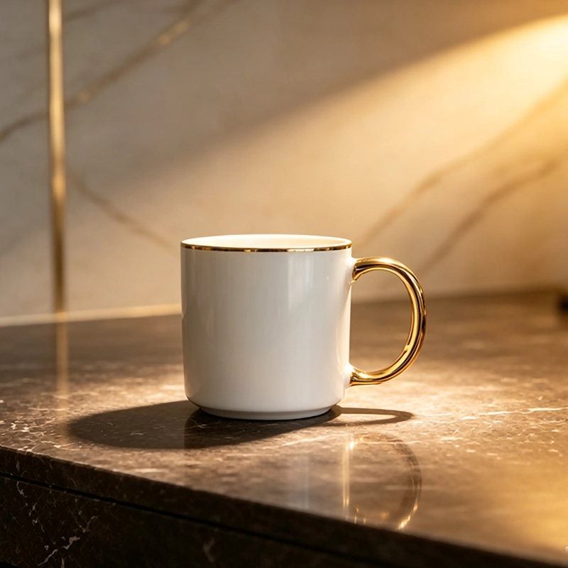 15 oz Gold-rimmed Electroplated Ceramic Mug