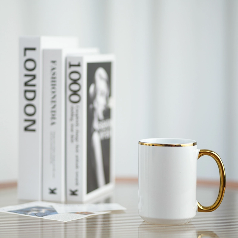 15 oz Gold-rimmed Electroplated Ceramic Mug