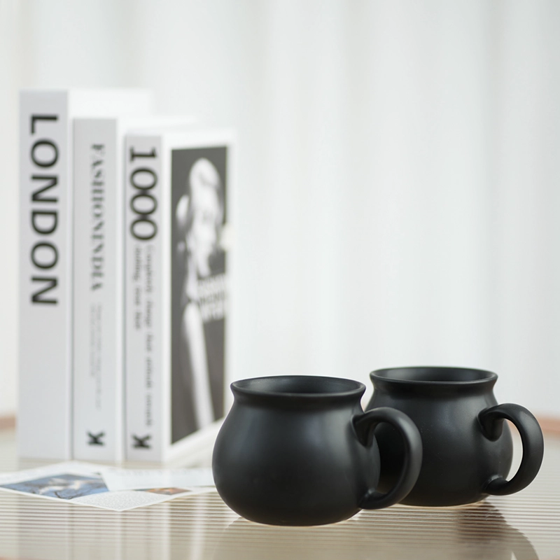 11oz Matte Black Pumpkin Pot Mug (Double Mold)