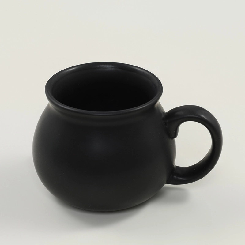 11oz Matte Black Pumpkin Pot Mug (Double Mold)