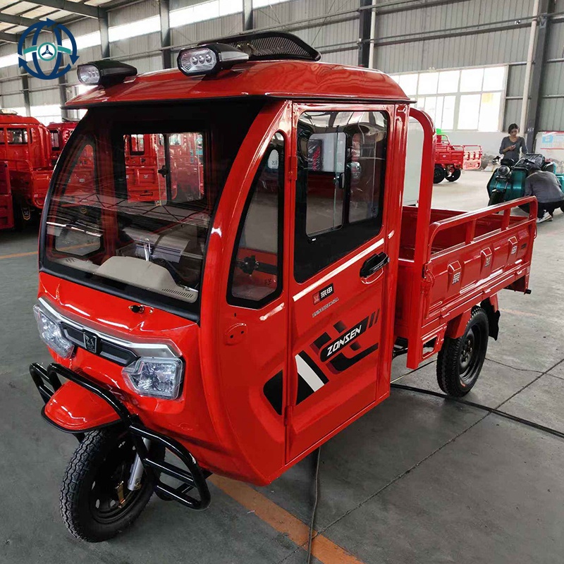Full Closed Cabin Electric Cargo Tricycle 3 Wheels Rainproof Driver Cabin Farm LogisticsElectric Three Wheeler