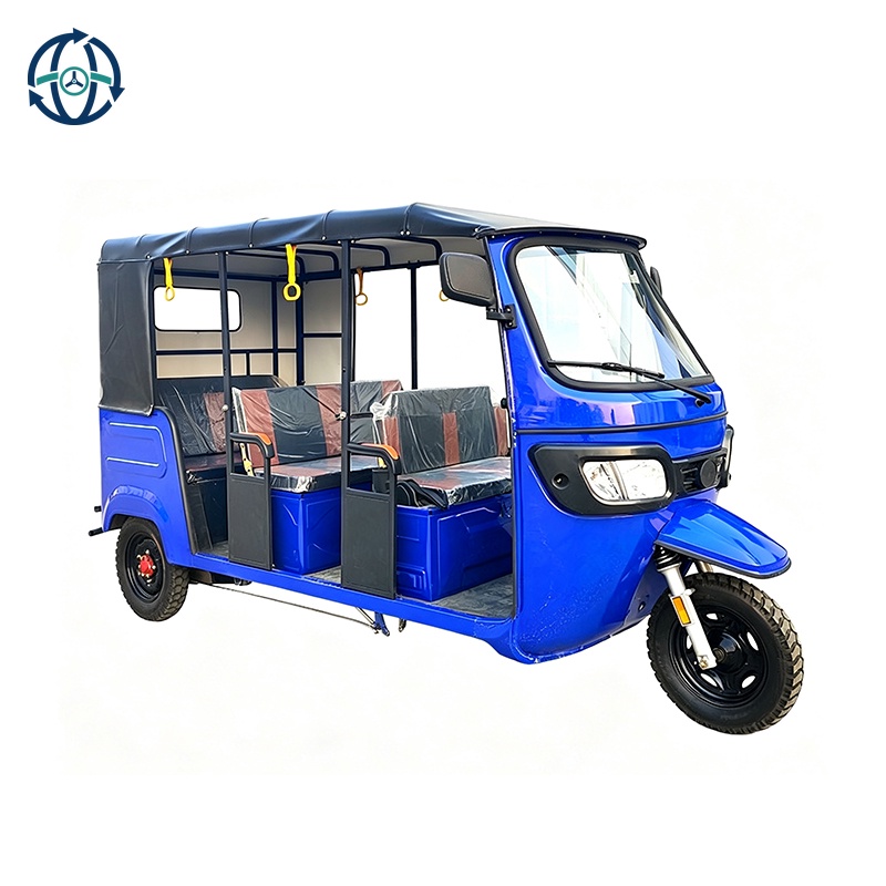 New Type Gasoline 3 Wheel Passenger Tricycles With 8 Seats TukTuk With Luggage ShelfAnd Door Curtain