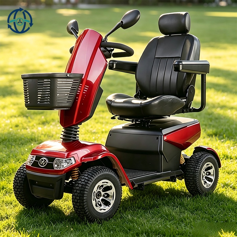 Four-Wheel Electric Mobility Scooter for Elderly & Handicap-Waterproof Foldable Lithium Battery 40-60km Range