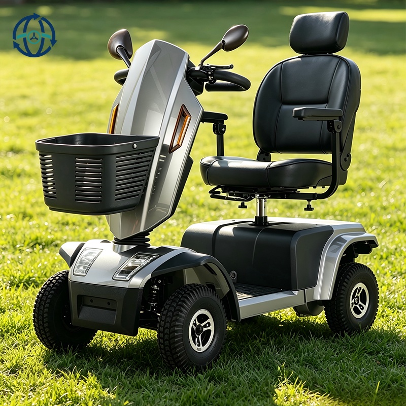 Four-Wheel Electric Mobility Scooter for Elderly & Handicap-Waterproof Foldable Lithium Battery 40-60km Range