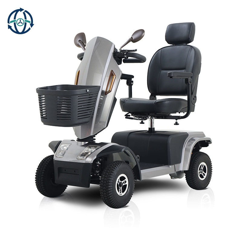 Four-Wheel Electric Mobility Scooter for Elderly & Handicap-Waterproof Foldable Lithium Battery 40-60km Range