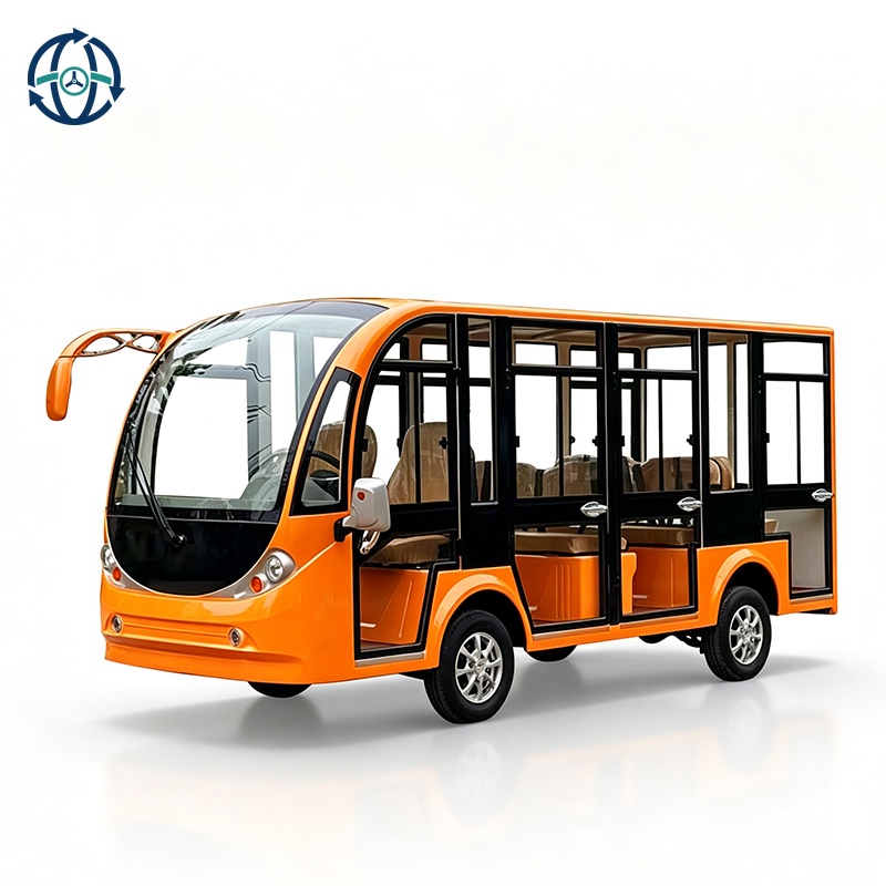 Enclosed Electric Sightseeing Bus-14 Seat Green&White Tourist Shuttle with 5KW Lithium Battery for Scenic Spot & Resort Enclosed Electric Sightseeing Bus-14 Seat Green&White Tourist Shuttle with 5KW Lithium Battery for Scenic Spot & Resort