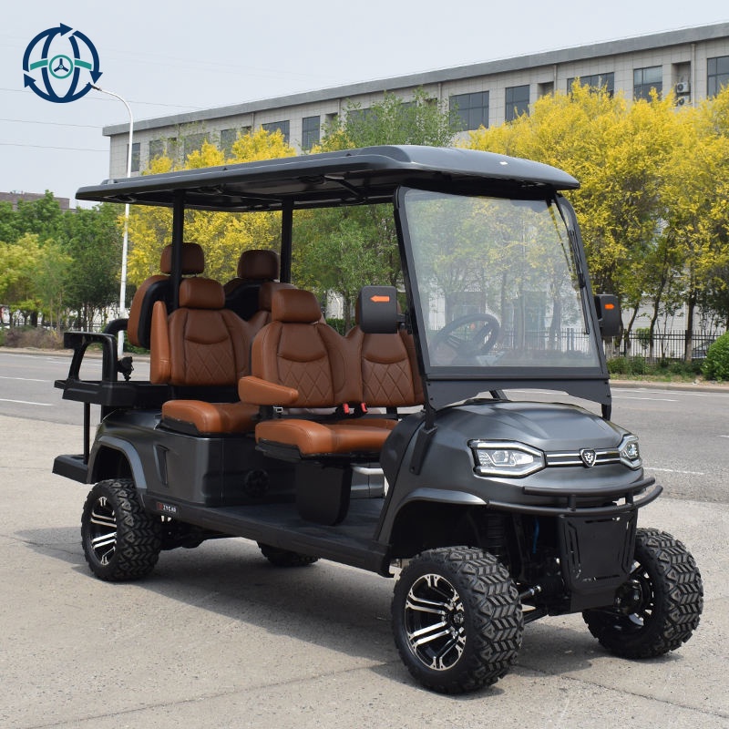 Factory Prices 4+2 6 Person Luxury Electric Golf Car Lithium Battery Muti-Color Seats Intelligent High End Golf Carts