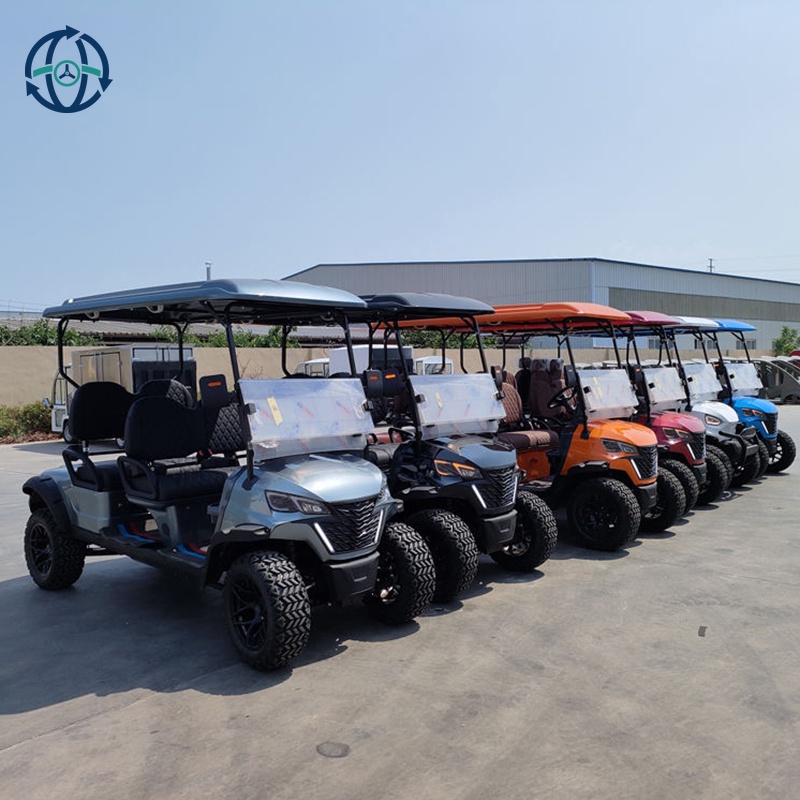 Factory Prices 4+2 6 Person Luxury Electric Golf Car Lithium Battery Muti-Color Seats Intelligent High End Golf Carts