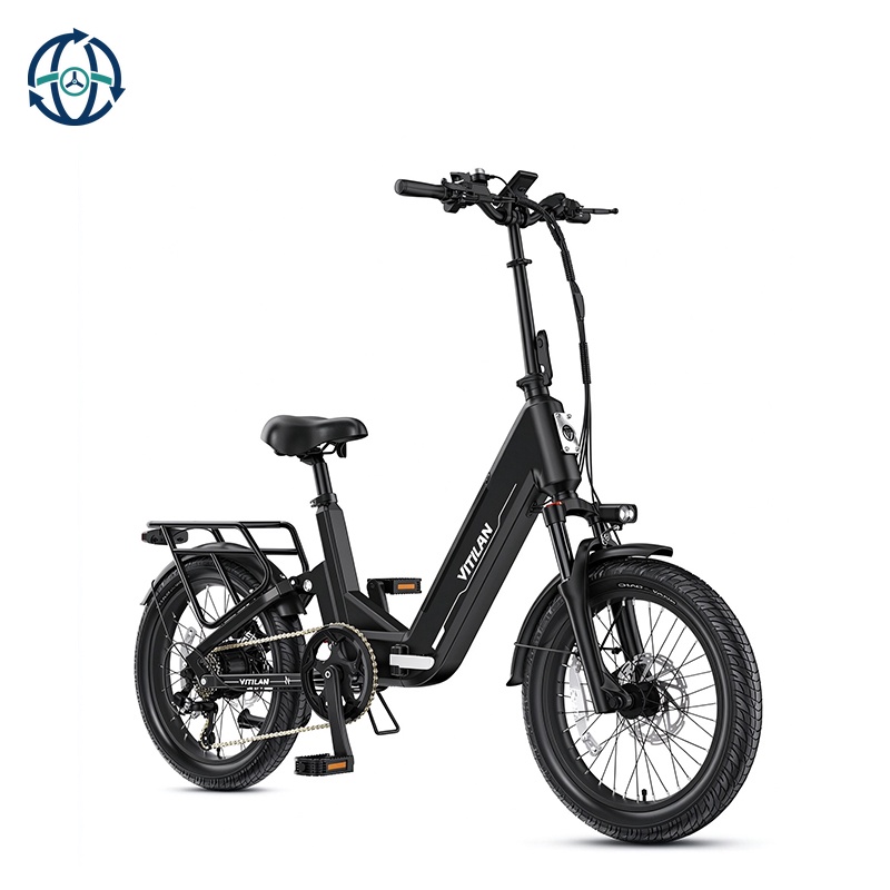 60km Range Foldable Aluminum Alloy Ebike 20x3.0 Fat Tire 350WBrushless Rear Hub Motor 7-Speed Lithium Battery