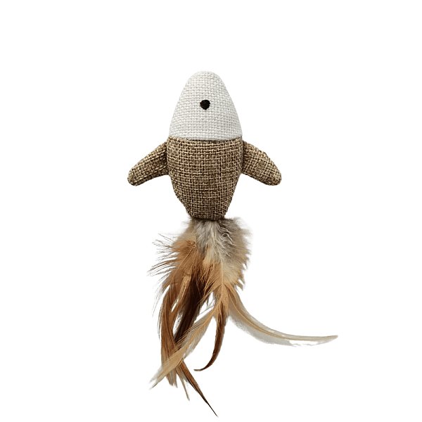 Cat Toy Gray Fish Feather
