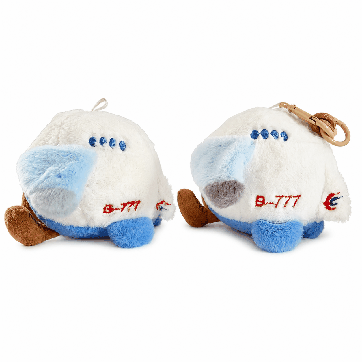 White B777 Airplane Plush Keychain