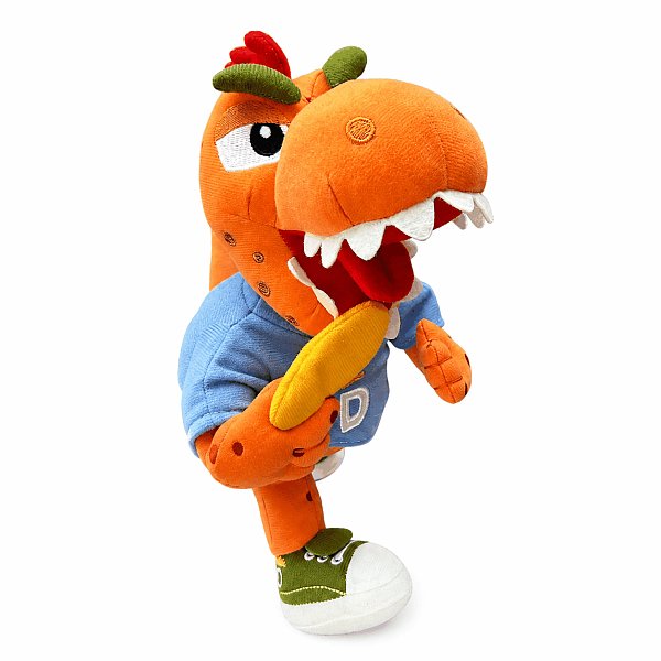 Orange Dinosaur Holding Banana Plush Toy