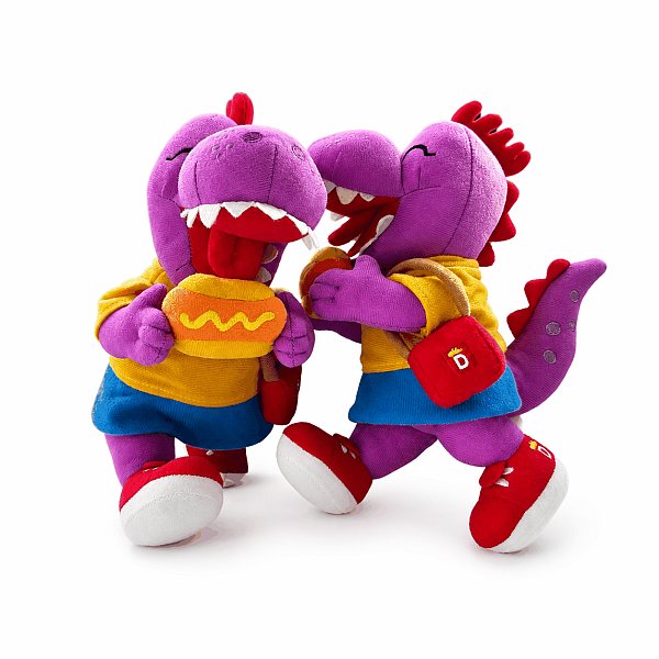 Two Purple Dinosaur Plush Toys