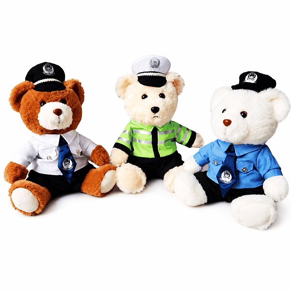 Three Police Uniform Teddy Bear Plush Dolls