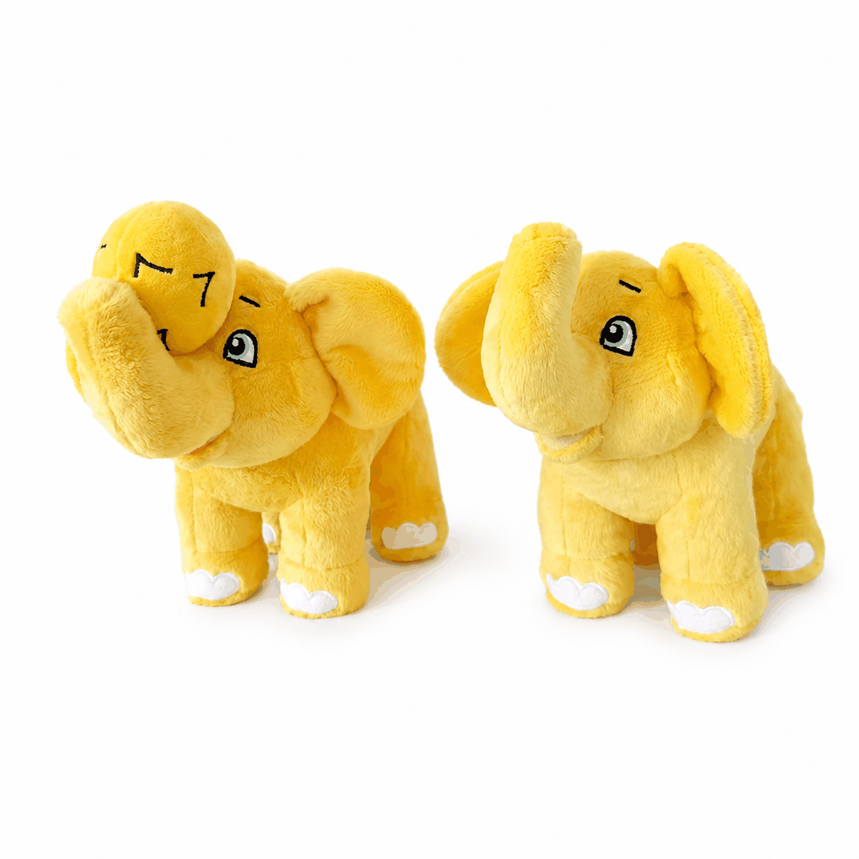 Two Yellow Baby Elephant Plush Toys