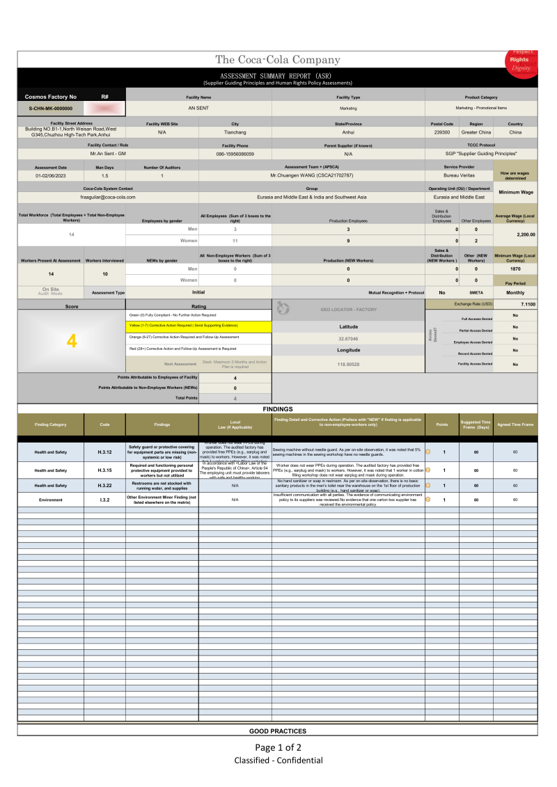 Coca Cola Report