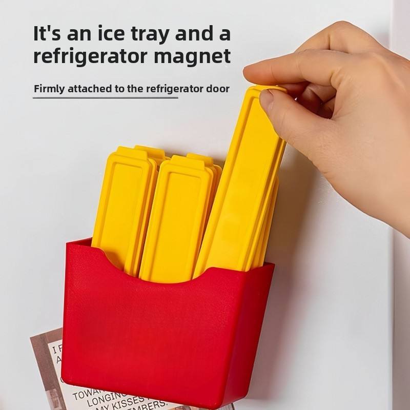 French Fry Plastic Ice Cube Mold Long Strip Press Ice Tray Freezer Proof Magnetic Storage