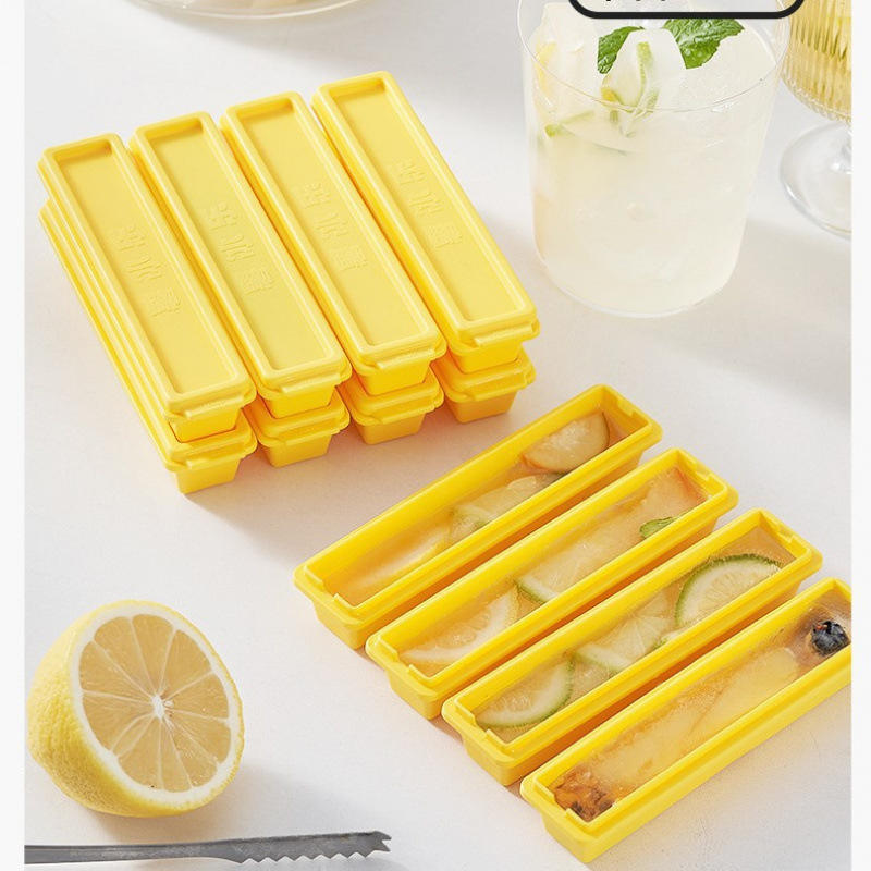French Fry Plastic Ice Cube Mold Long Strip Press Ice Tray Freezer Proof Magnetic Storage