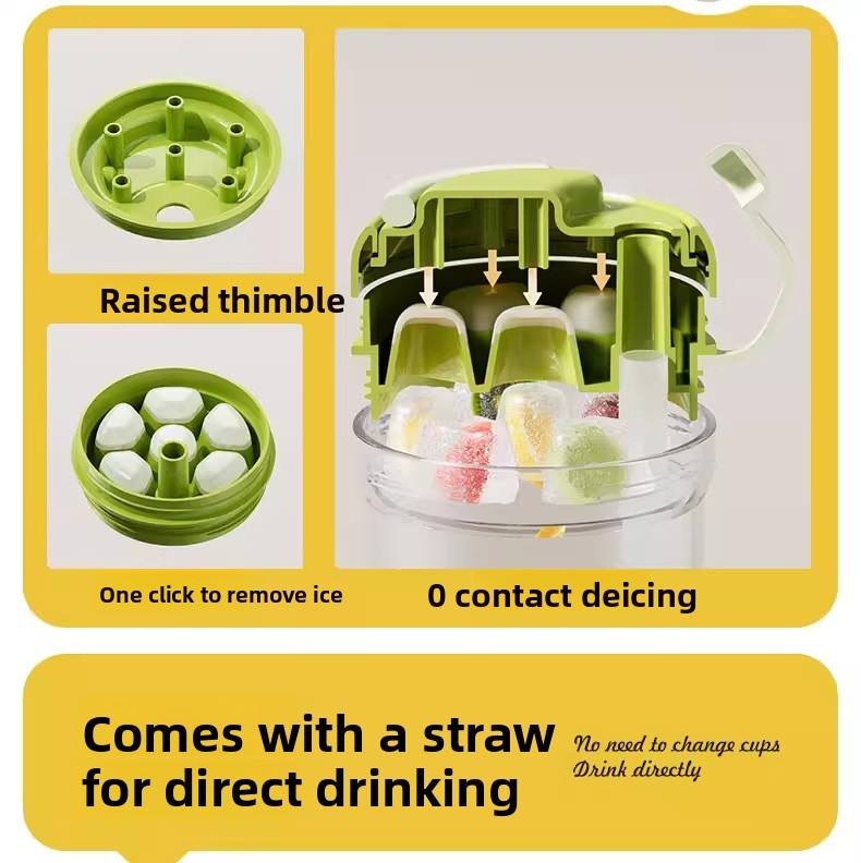Food Grade Silicone Ice Cube Tray Spill-Resistant Removable Lid Leak-proof Portable