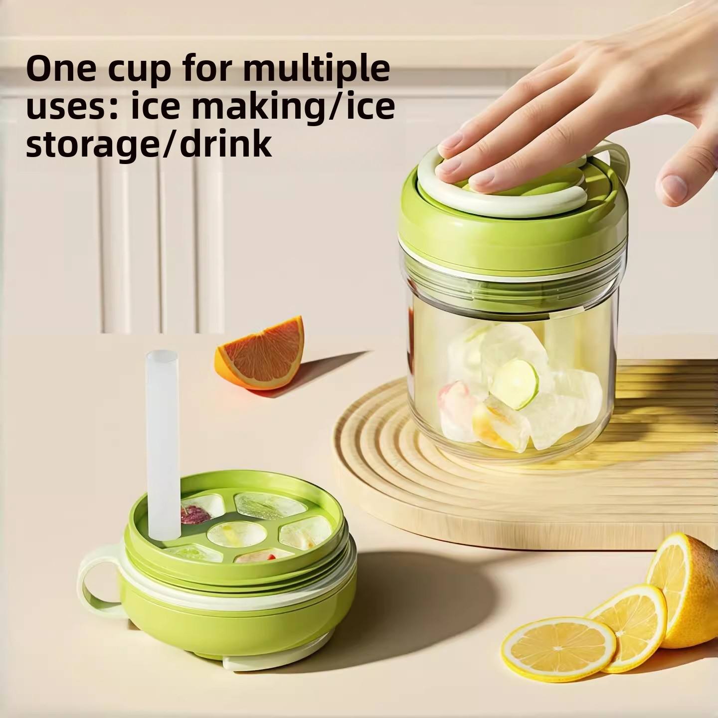 Food Grade Silicone Ice Cube Tray Spill-Resistant Removable Lid Leak-proof Portable
