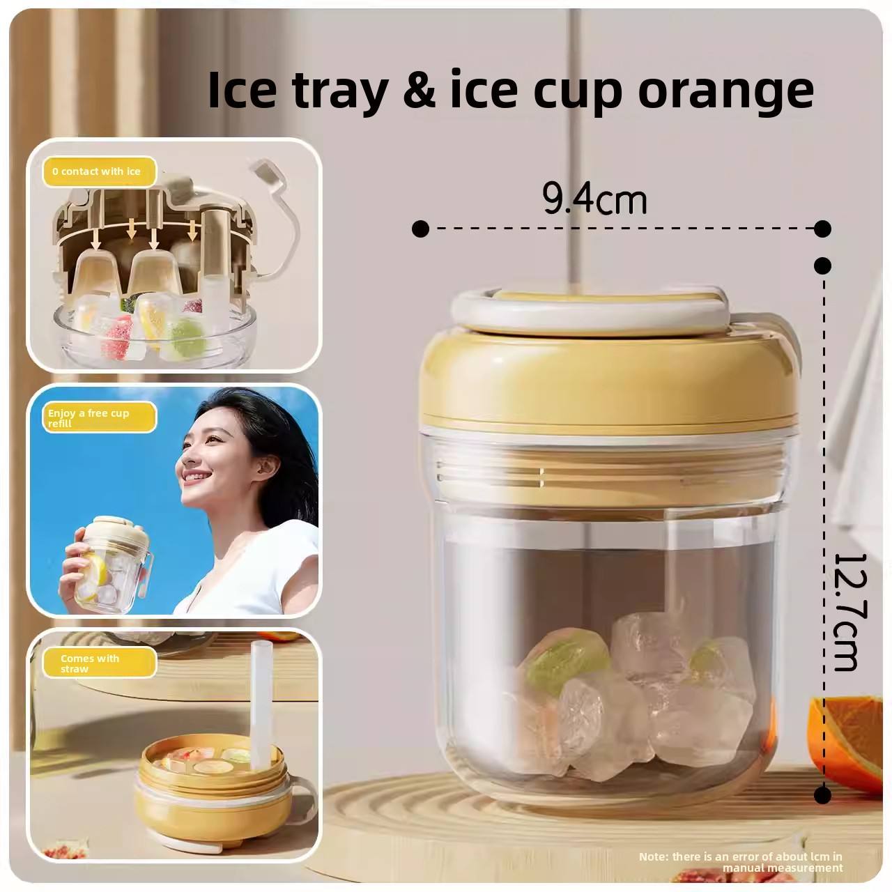 Food Grade Silicone Ice Cube Tray Spill-Resistant Removable Lid Leak-proof Portable
