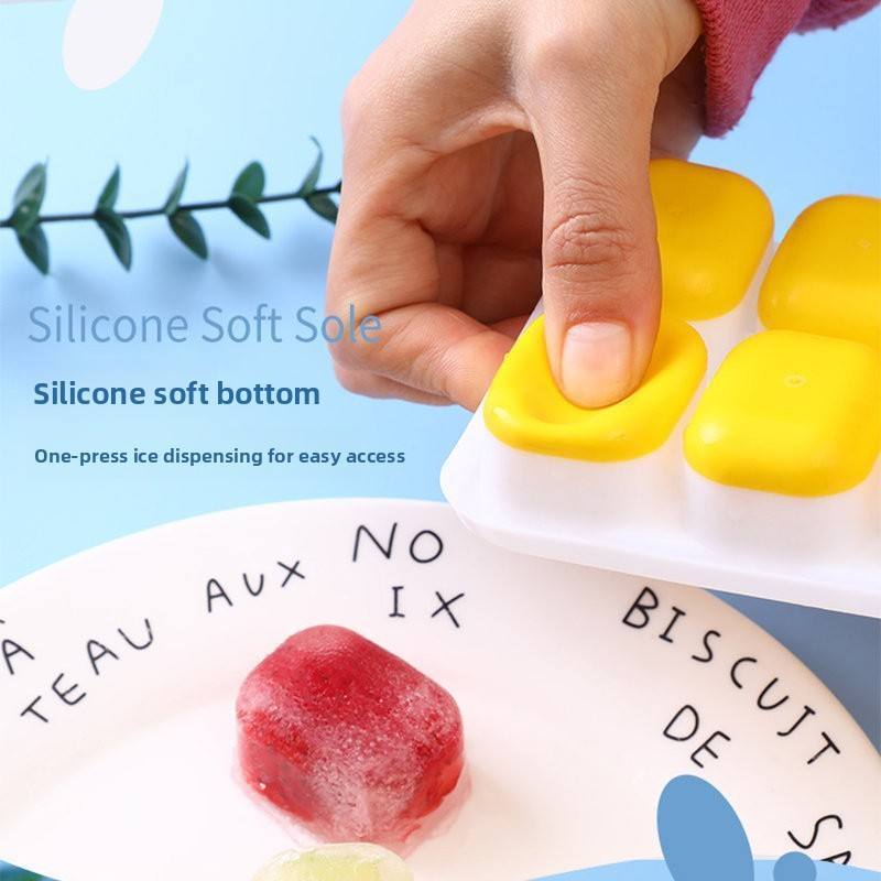 H474432b781e44cb79f5b253ba14362cfp 14 Grid Square Silicone Ice Cube Mold With Lid Soft Bottom Easy Release Ice Tray
