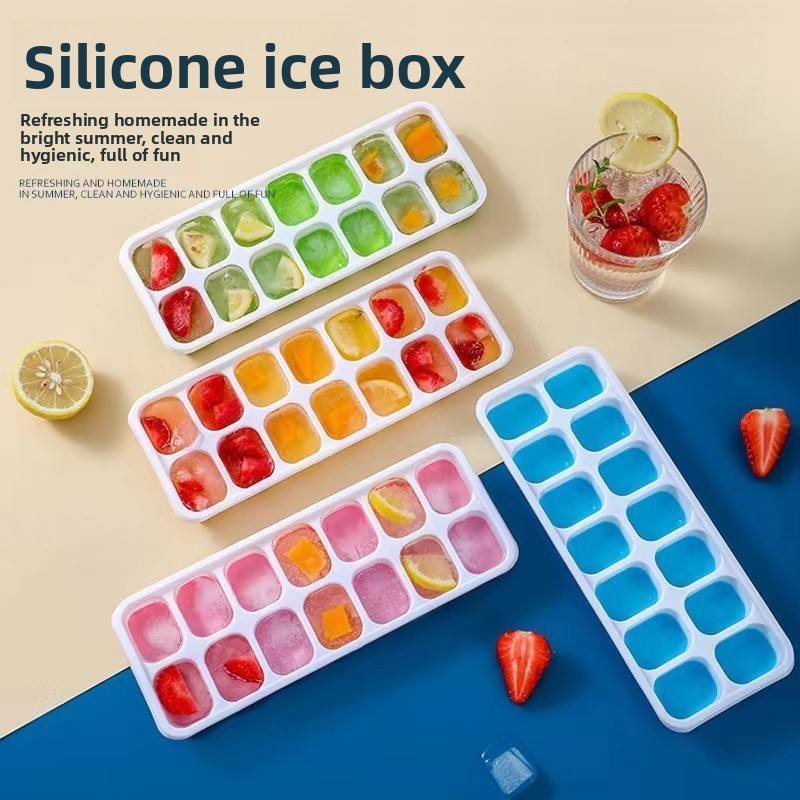 Ha94f65ca264944b4814dede2ec62e80c4 14 Grid Square Silicone Ice Cube Mold With Lid Soft Bottom Easy Release Ice Tray