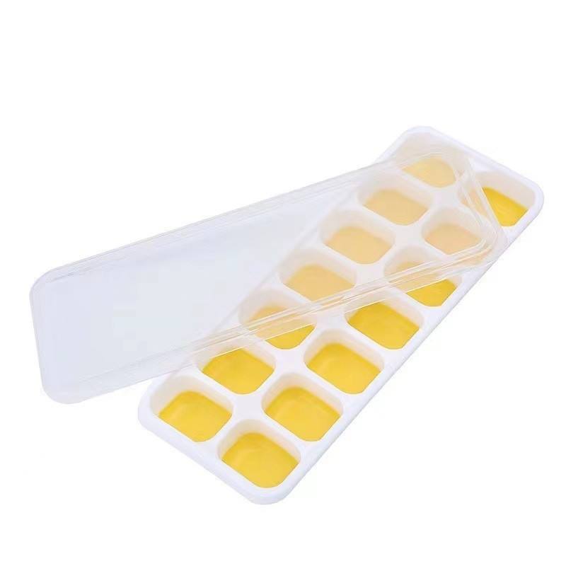 14 Grid Square Silicone Ice Cube Mold With Lid Soft Bottom Easy Release Ice Tray