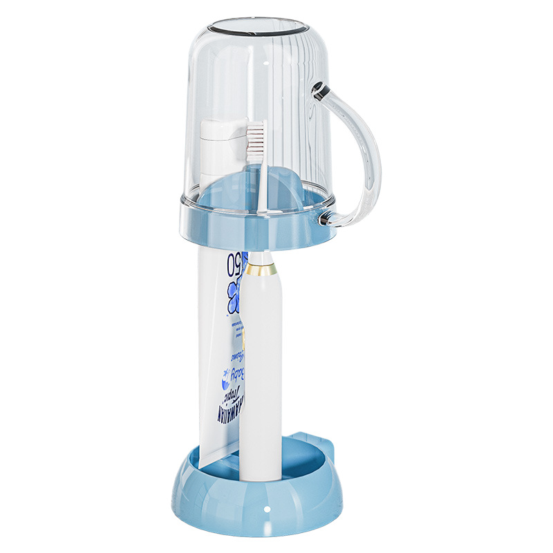Wall Hanging Plastic Mouthwash Cup & Electric Toothbrush Organizer Storage