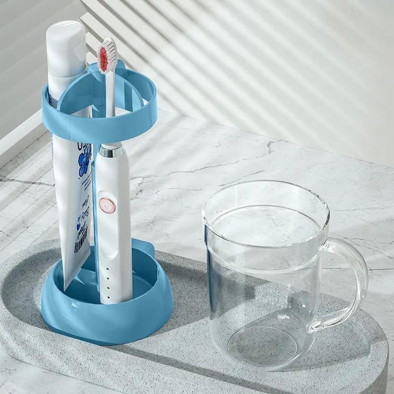Wall Hanging Plastic Mouthwash Cup & Electric Toothbrush Organizer Storage