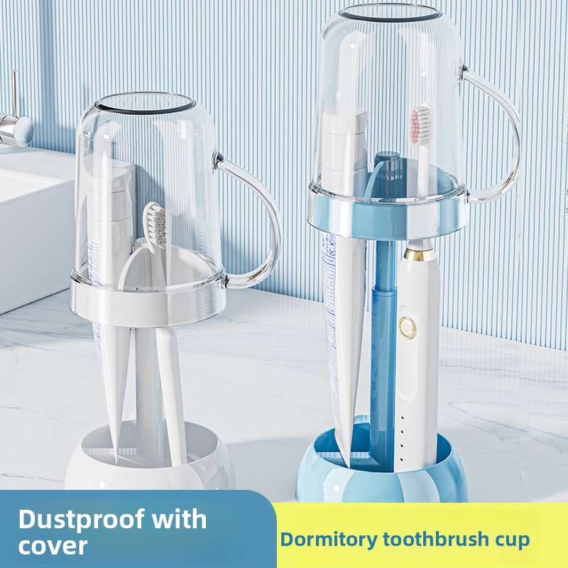 Wall Hanging Plastic Mouthwash Cup & Electric Toothbrush Organizer Storage