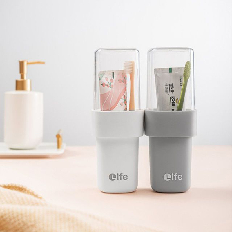 Trendy Plastic Toothbrush Cup Set with Water & Mouthwash Cups Hfb70ee0fc8954167b090ac5e7a7840a4i
